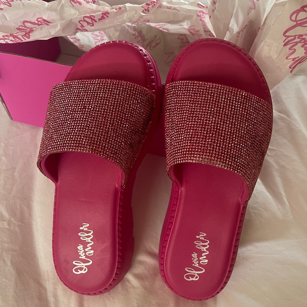 Olivia Miller Fuchsia Sparkle Sandals